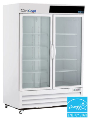 LabRepCo brand LHU-49-HG-PH model CliniCool© Ultra Series 49 Cu. Ft. Medical-Grade Refrigerator for Vaccine Storage with Hinged Glass Doors